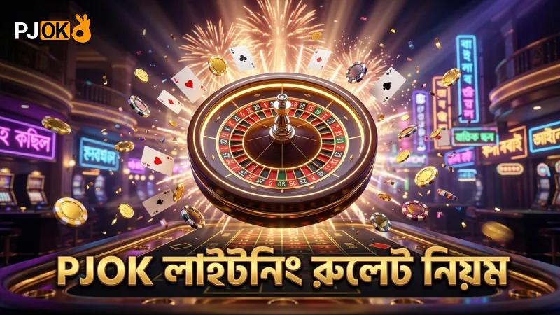 PJOK প্ল্যাটফর্মে লাইটনিং রুলেটের মৌলিক নিয়ম ও খেলার গতি।